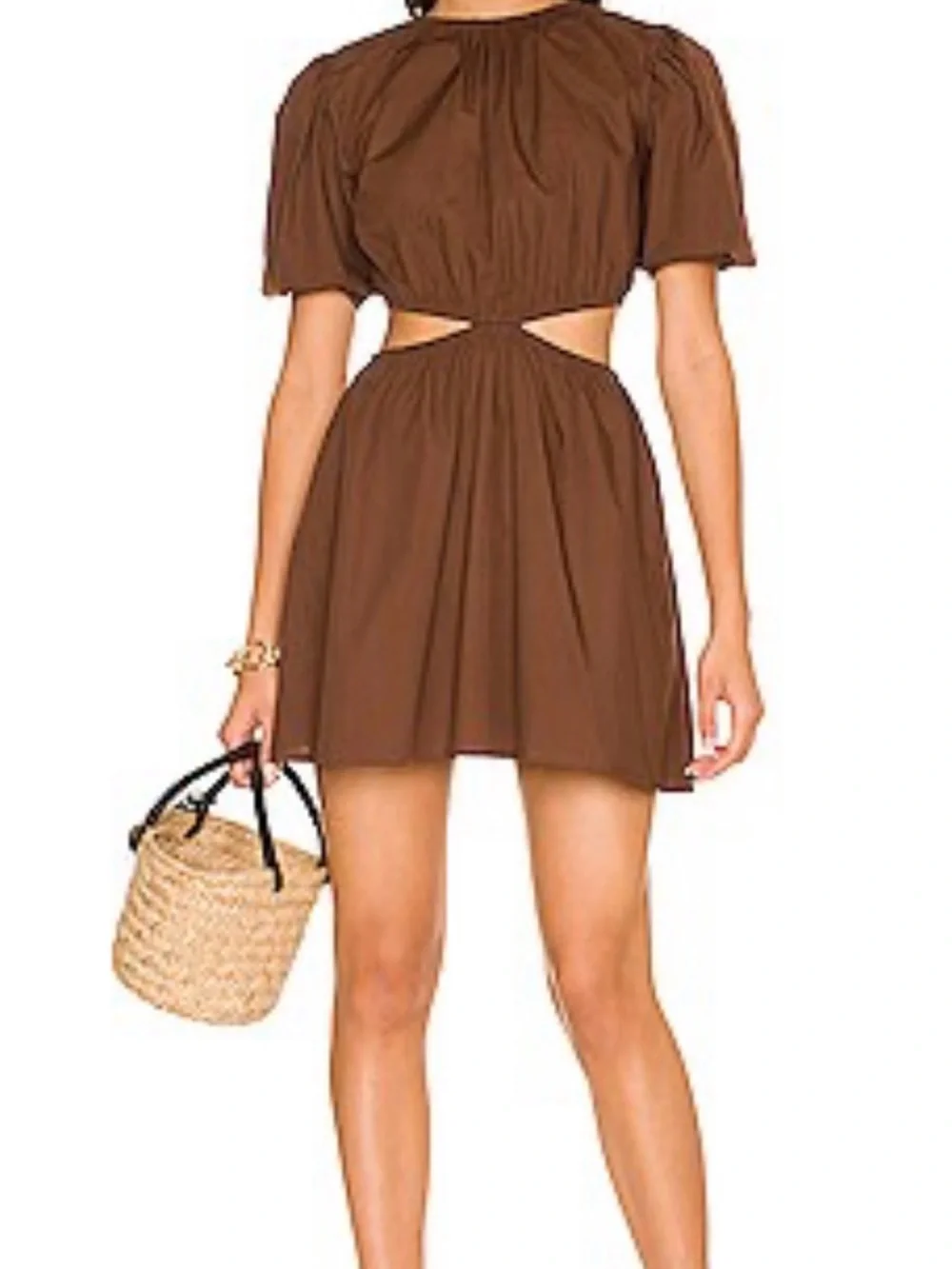 Faithfull the Brand Brown Cutout Short Dress